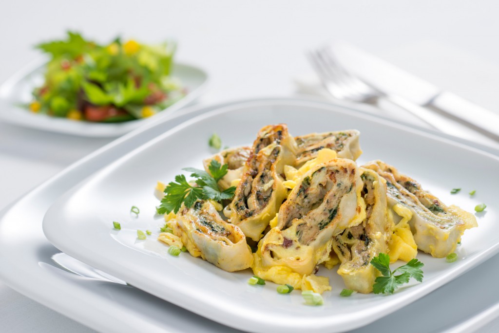 Geröstete Oma Lisbeth Maultaschen mit Ei