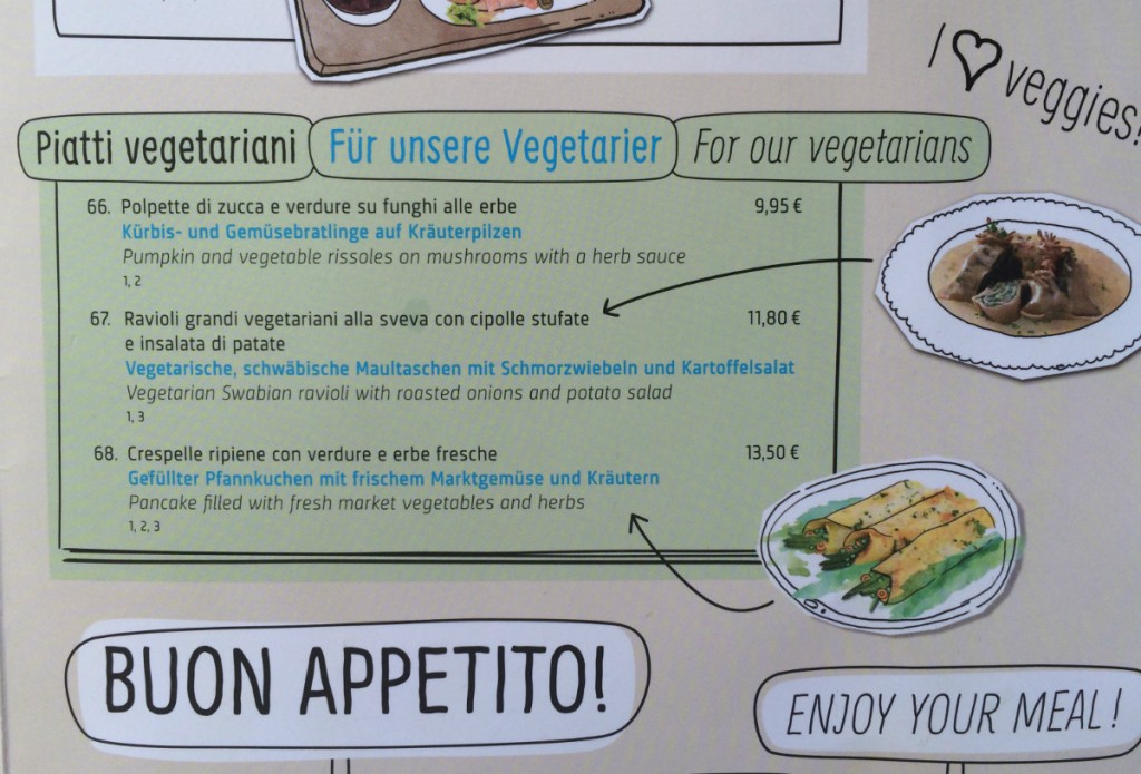 Unschöne Speisekarte Deutscher Pavillon