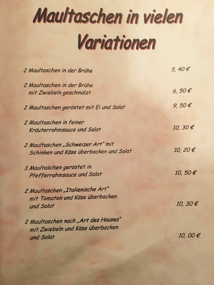 Eine ganze Seite nur Maultaschen