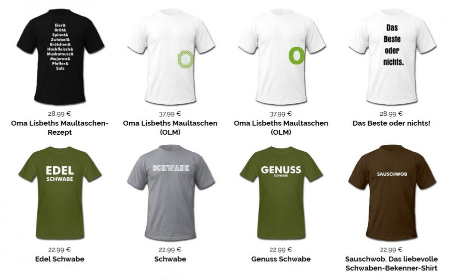 Verkäufe im Schwaben-Shop in 2016