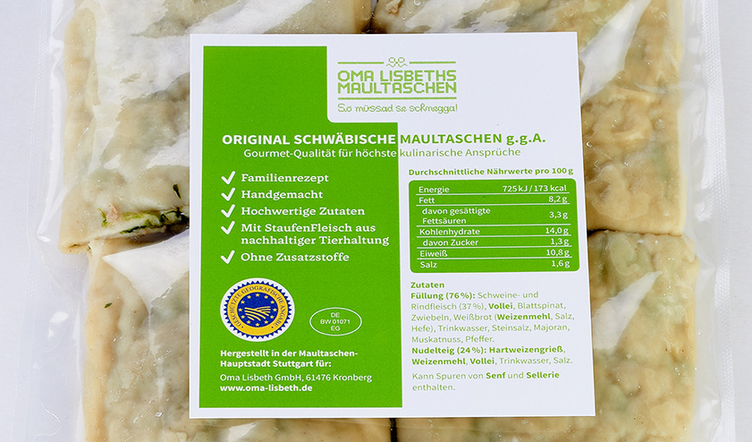 Unsere Maultaschen: Nährwerttabelle einfach erklärt